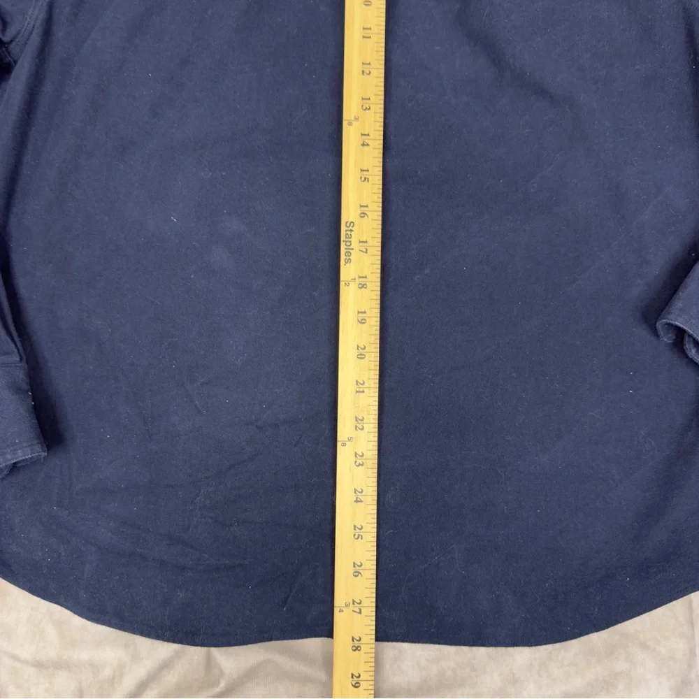 Banana Republic Men's Navy Flannel Shirt -‎ Ochre Elbow Patches - Size Medium